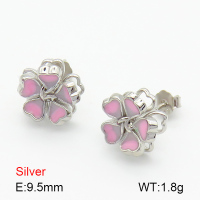 Enamel  Flower  925 Silver Earrings  JUSE70002bhji-925