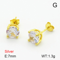 Zircon  Nearly Round  925 Silver Earrings  JUSE70003bhhp-925