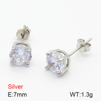 Zircon  Nearly Round  925 Silver Earrings  JUSE70004bhhp-925