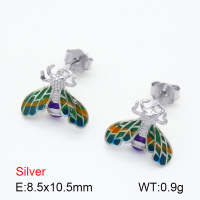 Enamel  Butterfly  925 Silver Earrings  JUSE70005bhjl-925