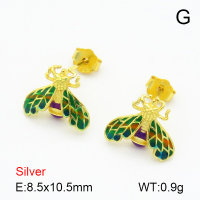 Enamel  Butterfly  925 Silver Earrings  JUSE70006bhjl-925
