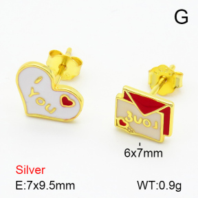 Enamel  Heart and Envelope  925 Silver Earrings  JUSE70010vhlm-925