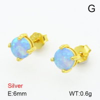 Opal  Nearly Round  925 Silver Earrings  JUSE70015bhjl-925