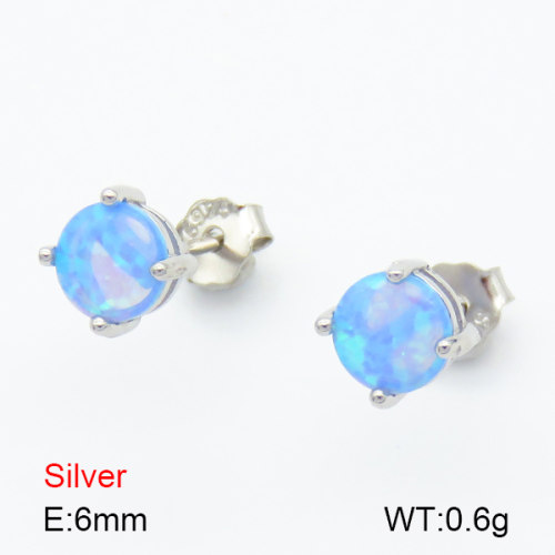 Opal  Nearly Round  925 Silver Earrings  JUSE70016bhjl-925
