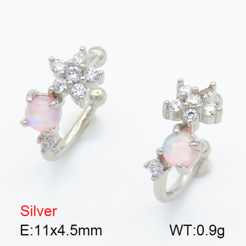Zircon & Opal  Star  925 Silver Earrings  JUSE70021bbph-925