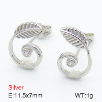 Zircon  Leaf  925 Silver Earrings  JUSE70023bbpo-925