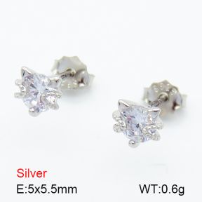 Zircon  Fox  925 Silver Earrings  JUSE70024bbov-925