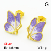 Enamel  Butterfly  925 Silver Earrings  JUSE70032bhil-925