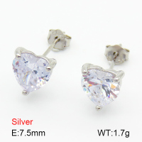 Zircon  Heart-Shaped  925 Silver Earrings  JUSE70034bhhj-925