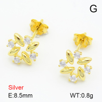 Zircon  Flower  925 Silver Earrings  JUSE70037bbpp-925