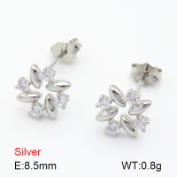 Zircon  Flower  925 Silver Earrings  JUSE70038bbpp-925