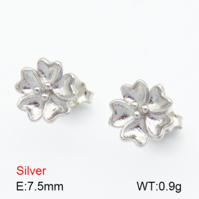 Flower  925 Silver Earrings  JUSE70039bbpo-925