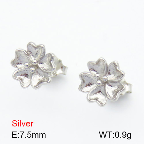 Flower  925 Silver Earrings  JUSE70039bbpo-925