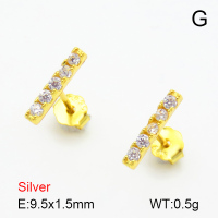 Zircon  Strip  925 Silver Earrings  JUSE70041bboi-925
