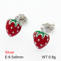Enamel  Strawberry  925 Silver Earrings  JUSE70043bbpo-925