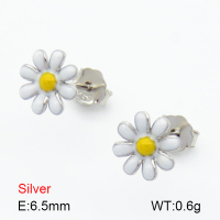 Enamel  Flower  925 Silver Earrings  JUSE70047bhbl-925