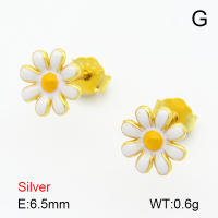 Enamel  Flower  925 Silver Earrings  JUSE70048bhbl-925