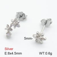 Zircon  Flower  925 Silver Earrings  JUSE70049bbpo-925