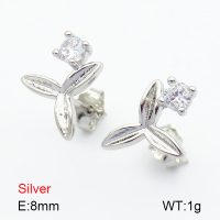 Zircon  Trefoil  925 Silver Earrings  JUSE70053bbpp-925