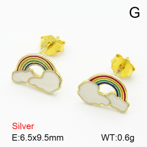 Enamel  Rainbow  925 Silver Earrings  JUSE70058bhil-925