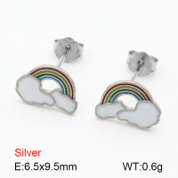 Enamel  Rainbow  925 Silver Earrings  JUSE70059bhil-925