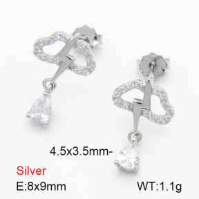 Zircon  Clouds and Lightning  925 Silver Earrings  JUSE70060bhip-925