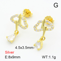 Zircon  Clouds and Lightning  925 Silver Earrings  JUSE70061bhip-925