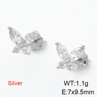 Zircon  Butterfly  925 Silver Earrings  JUSE70064bbop-925