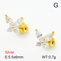Zircon  Butterfly  925 Silver Earrings  JUSE70065bbop-925