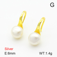 Natural Cultured Freshwater Pearls  Nearly Round  925 Silver Earrings  JUSE70066bhil-925