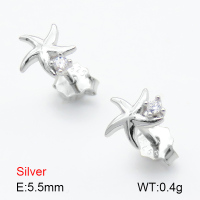 Zircon  Starfish  925 Silver Earrings  JUSE70069bbnm-925