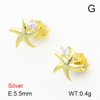 Zircon  Starfish  925 Silver Earrings  JUSE70070bbnm-925