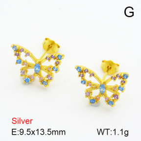 Zircon  Butterfly  925 Silver Earrings  JUSE70071bhbl-925