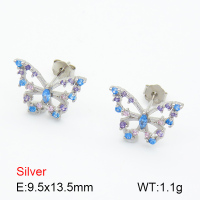 Zircon  Butterfly  925 Silver Earrings  JUSE70072bhbl-925