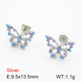 Zircon  Butterfly  925 Silver Earrings  JUSE70072bhbl-925