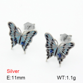 Enamel  Butterfly  925 Silver Earrings  JUSE70075bhil-925