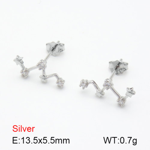 Zircon  Star  925 Silver Earrings  JUSE70078bbpo-925