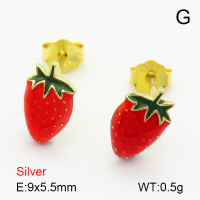 Enamel  Strawberry  925 Silver Earrings  JUSE70092bhhh-925