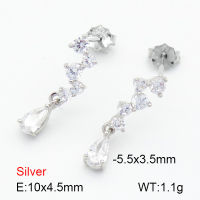 Zircon  Water Droplets  925 Silver Earrings  JUSE70095bhhn-925