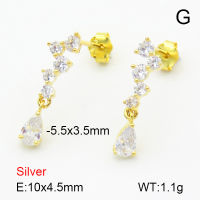Zircon  Water Droplets  925 Silver Earrings  JUSE70096bhhn-925