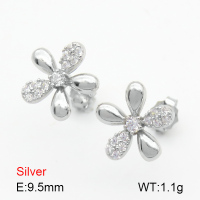 Zircon  Flower  925 Silver Earrings  JUSE70097bhhp-925