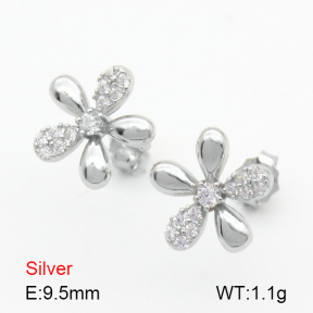 Zircon  Flower  925 Silver Earrings  JUSE70097bhhp-925
