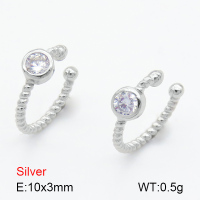 Zircon  Nearly Round  925 Silver Earrings  JUSE70100vbnl-925
