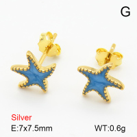 Enamel  Starfish  925 Silver Earrings  JUSE70105bbpi-925