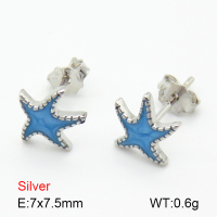 Enamel  Starfish  925 Silver Earrings  JUSE70106bbpi-925