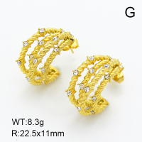 Czech Stones,Handmade Polished  Half Ring  Stainless Steel Earrings  7E4000048bhia-066