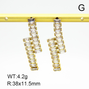 Zircon,Handmade Polished  Double Strip  Stainless Steel Earrings  7E4000054bhia-066