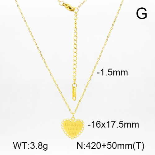 Handmade Polished,with Daddy's Little Girl  Heart-Shaped  Stainless Steel Necklace  7N2000195abol-066