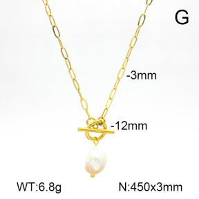 Cultured Freshwater Pearls,Handmade Polished  Ring and Rod  Stainless Steel Necklace  7N3000065bhia-066