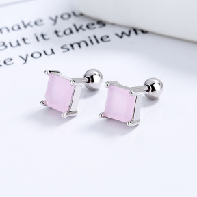 925 Silver Earrings  Square  WT:2.12g  E:7.1mm  JE0951bihi-Y06  A-28-2